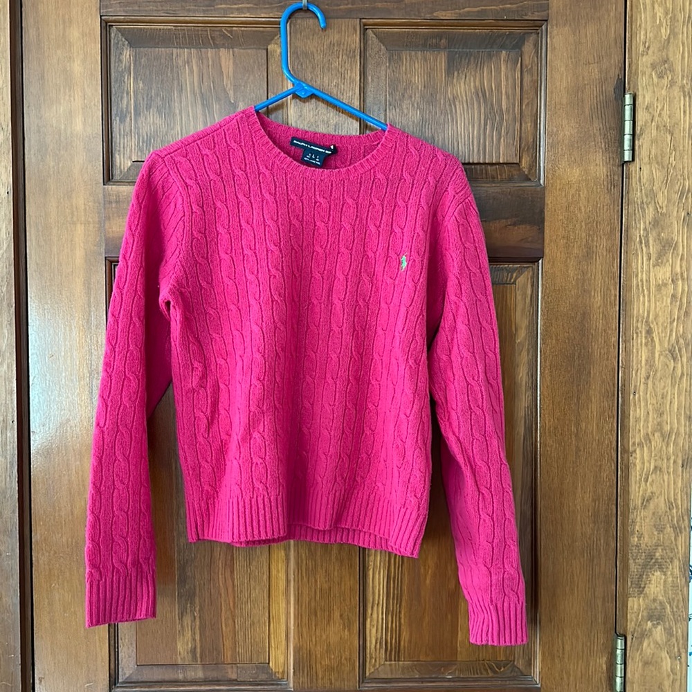 Pink wool cableknit sweater